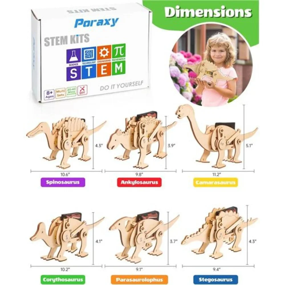 Educational Dinosaur Toys 6 Set STEM Kits for Kids Boys Girls Ages 8-10-12 Toys‎